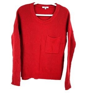 Madewell Thompson Pocket Pullover Sweater Women's XS Orange Comfy Cozy Ski Cabin